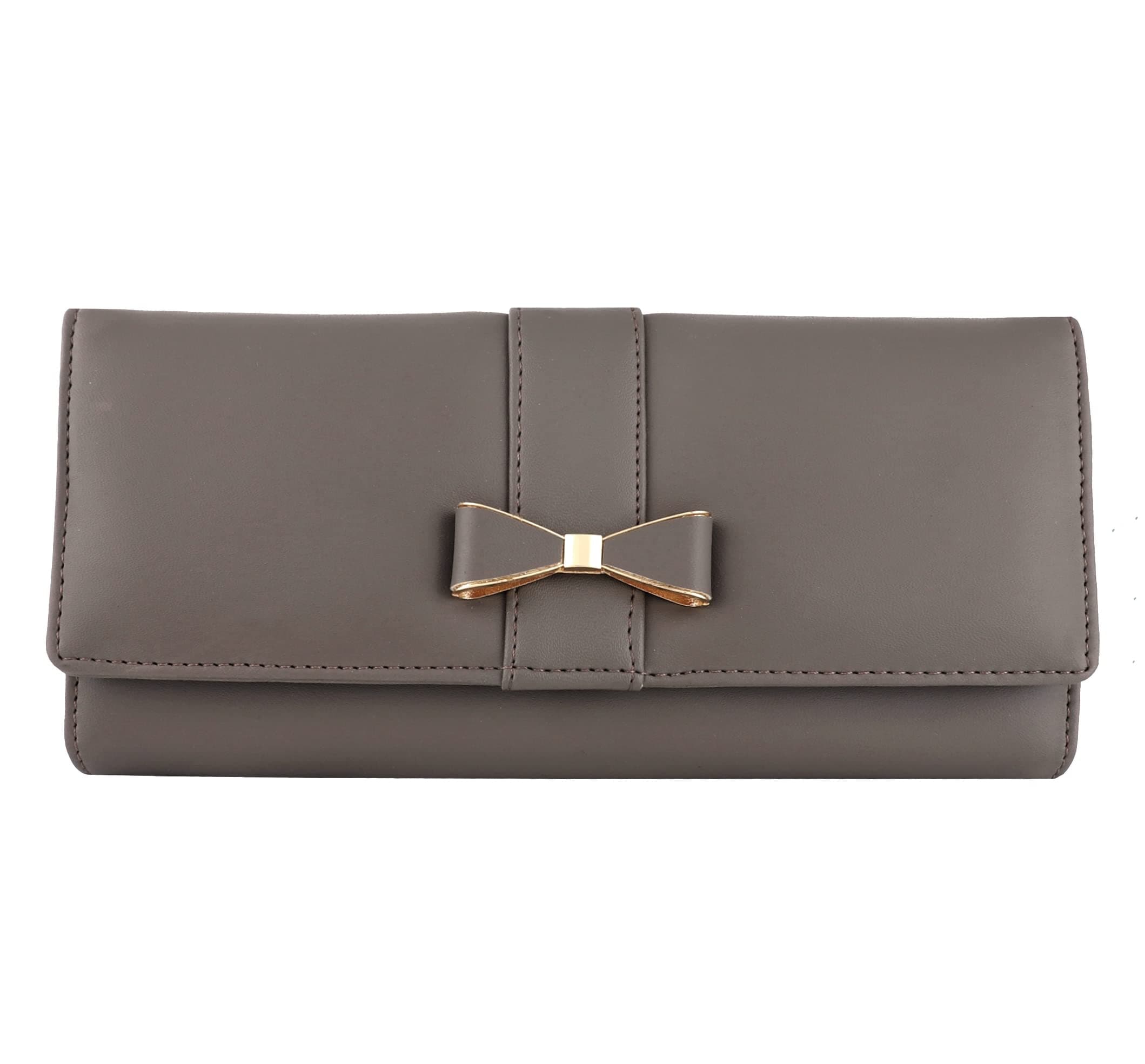 ALSU Women's Grey Faux Leather Clutch Wallet | Phone & Card Pocket | Zipper Coin Pocket | 6 Card Slots | 3 Main Compartments | Spacious & Organized | Perfect for Daily, Office & Casual Use