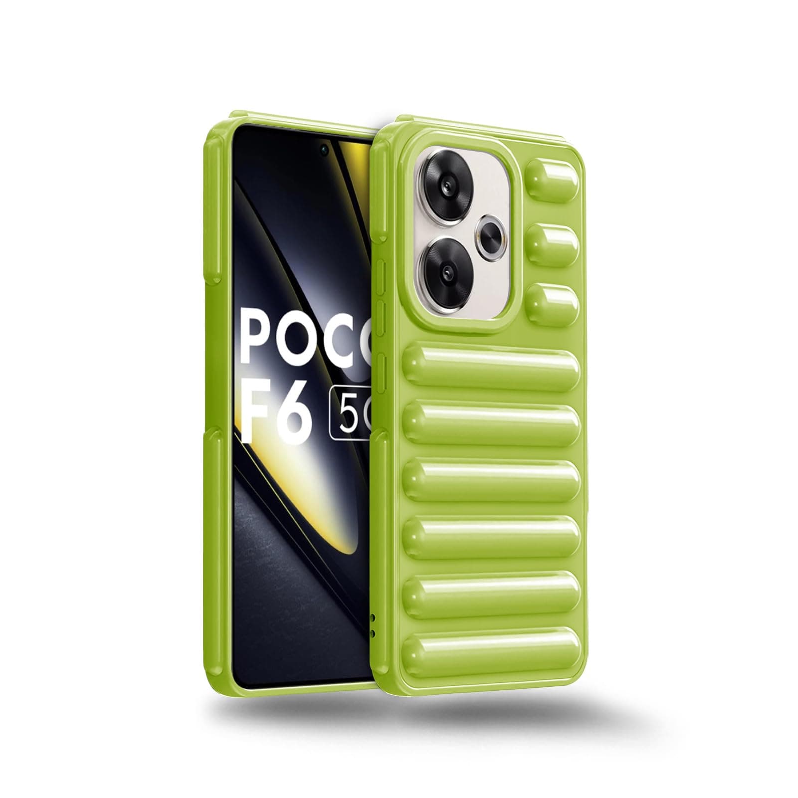 Amazon Brand - Solimo High Protection Capsule Design Back Cover for Poco F6 - Neon Green