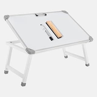 Eduway Multipurpose White Board Study Laptop Table for Student | with Adjustable Height Bed Table for Kids | Portable Laptop Table for Home, Office & Presentation | Include with 1 Marker & 1 Duster