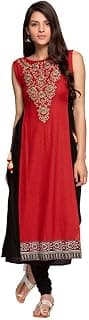 global desi Womens Round Neck Printed Embroidered Layered Kurta