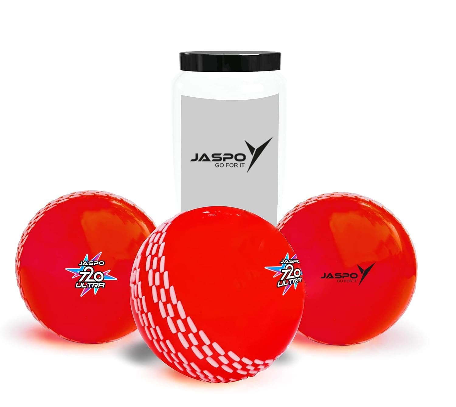jaspo T20 Ultra Practice Cricket Balls (Pack of 3) for Indoor & Outdoor Play,Weight 120-125 GM (Approx), Colour Red, Synthetic Rubber Material