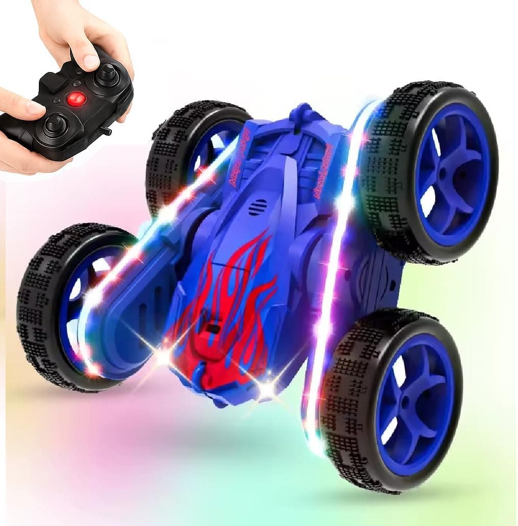 SUPER TOY Remote Control Car All-Terrain 360° Rotate Dual Sided Rock Crawler Climbing Vehicle 4x4 Double Sided 4WD Off-Road Rechargeable Booster Spray for Kids & Adult Drift Stunt RC Car