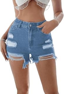 Aahwan Dark Blue Solid Simple Daily Distressed Denim Shorts for Women's &Girl's