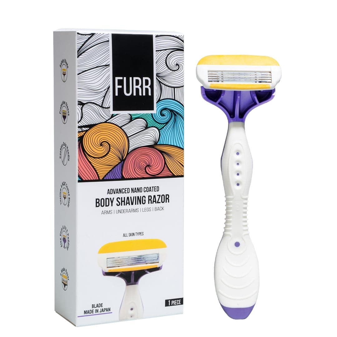 FURR Body Razor for Women | Japanese 4-Blade | Aloe & Vitamin E | 1N | Painless Body Hair Removal, Japanese Blades, Aloe Boost for Smooth Arms, Legs, Underarms, Vitamin E Padding