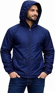Generic Nephar Men Hooded Rain Windcheater Jacket | Waterproof Lightweight Windbreaker | Outdoor Sports Travel Rain Jacket for Men