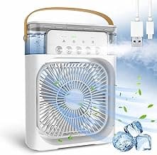 TEKCOOL Mini Cooler for Room Cooling AC Portable Mini Fan Artic Cooler with 7 Colors LED Light, 1/2/3 H Timer, 3 Wind Speeds and 3 Spray Modes for Office,Home,Dorm,Travel/-