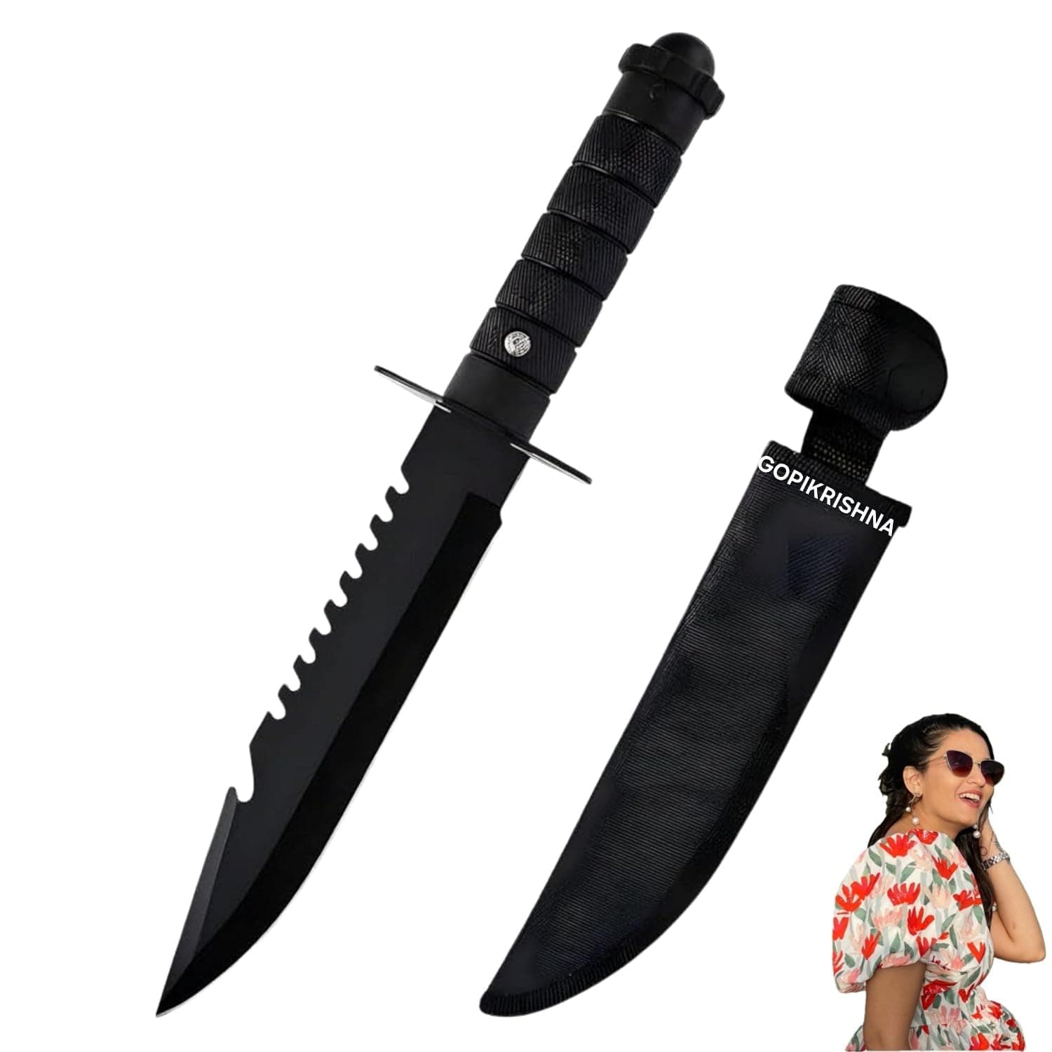 GOPIKRISHNAKitchen Utility Knife with Protective Cover for Kitchen & Home Use | Multipurpose Cutting Knife | Black Color | Set of 1