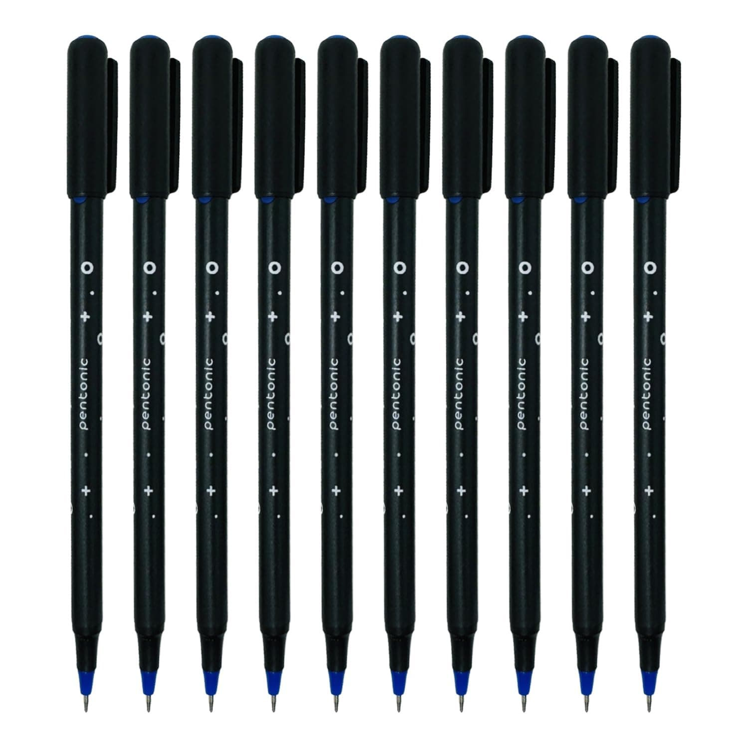 Pentonic Cipher 0.5mm Ball Pen, Black Body Blue Ink (Set of 10)