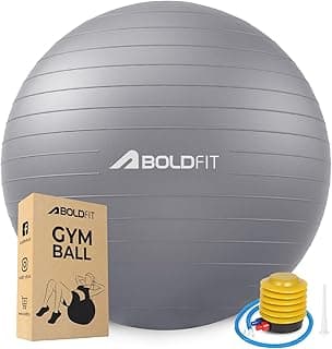 Boldfit Gym Ball for Exercise with Foot Pump for Workout Yoga for Women and Men Swiss for Balance Stability Training, Fitness 55cm-Grey