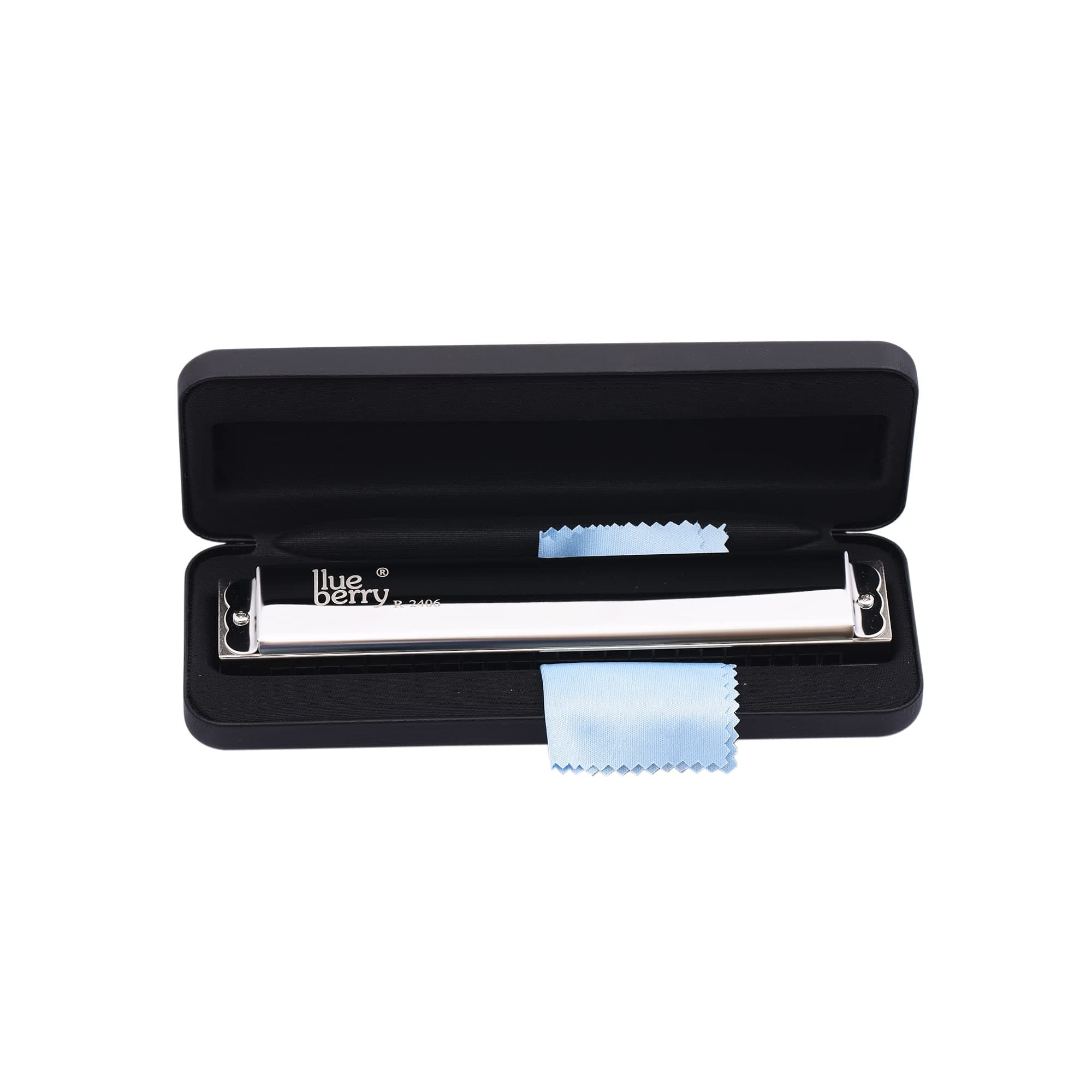 Blueberry R-2406 Advanced Tremolo Harmonica - 24 Holes 48 Tones C Key with Cover, Perfect for Adults, Professionals, and Students (Silver)
