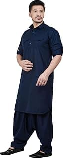 K-ROYALS Men's Cotton Blend Pathani Kurta Pyjama Suit