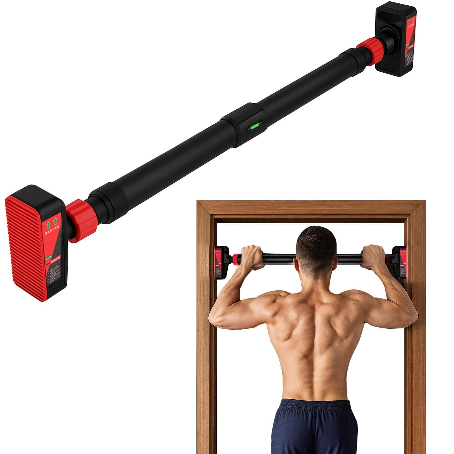 Maxpro Premium Pull Up Bar for Home Workout, Adjustable Rod 93-125cm width, Wall Mounted without Screws, Max Load 200kgs, Anti-Skid Grip for Pull-Ups, Chin-Ups, Push-Ups, Sit-Ups,Stretching Adjustable Upper Body, Core Workout Pullup Bar for Kids(MP3002)