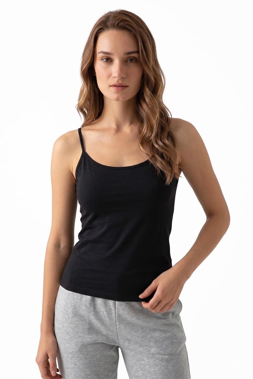 Van Heusen Women's Everyday Cotton Cami | Relaxed Fit | Anti‑Bacterial Tech | Keeps You Dry and Fresh | Sweat Absorbent | Spaghetti Camisole | Color Fresh | Stays 11203|Available in Pack of 1 & 2