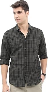 Highlander Men's Slim Fit Shirt for Men | Checks Shirt | Long Sleeves | Spread Collar | Casual Shirts | Men Shirts | Shirts for Men