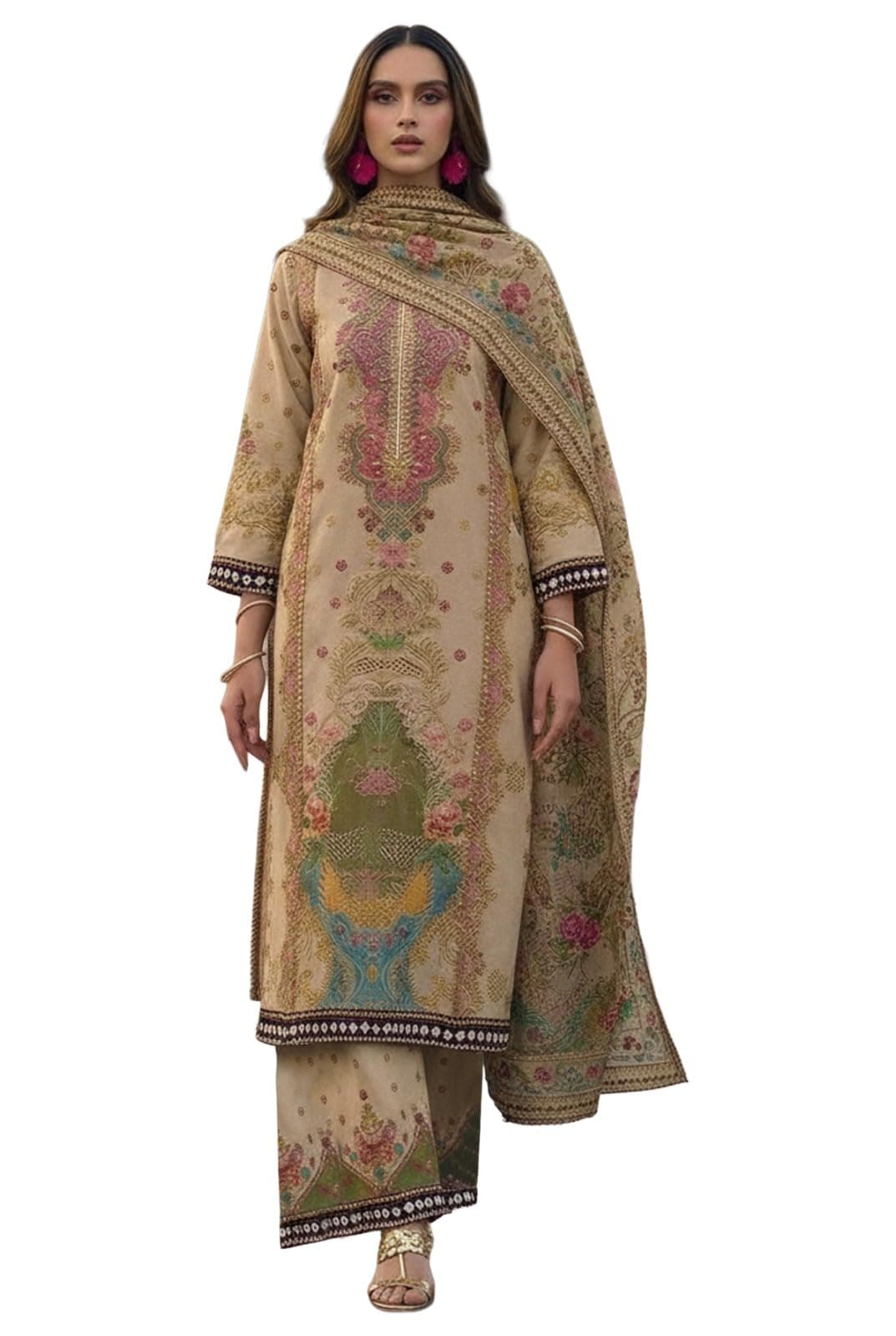 ANNI Designer Women Rayon Viscose Printed Straight Kurta with Palazzo and Dupatta | Three Piece Ethnic Kurta Palazzo Set for Women | Indian Traditional Dress