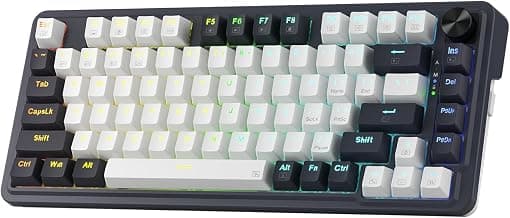 Redragon K673 PRO 75% Wireless Gasket RGB Gaming Keyboard, 3-Modes 81 Keys Compact Mechanical Keyboard w/Hot-Swap Socket, Dedicated Knob Control & Sound Absorbing Pads, Linear Red Switch