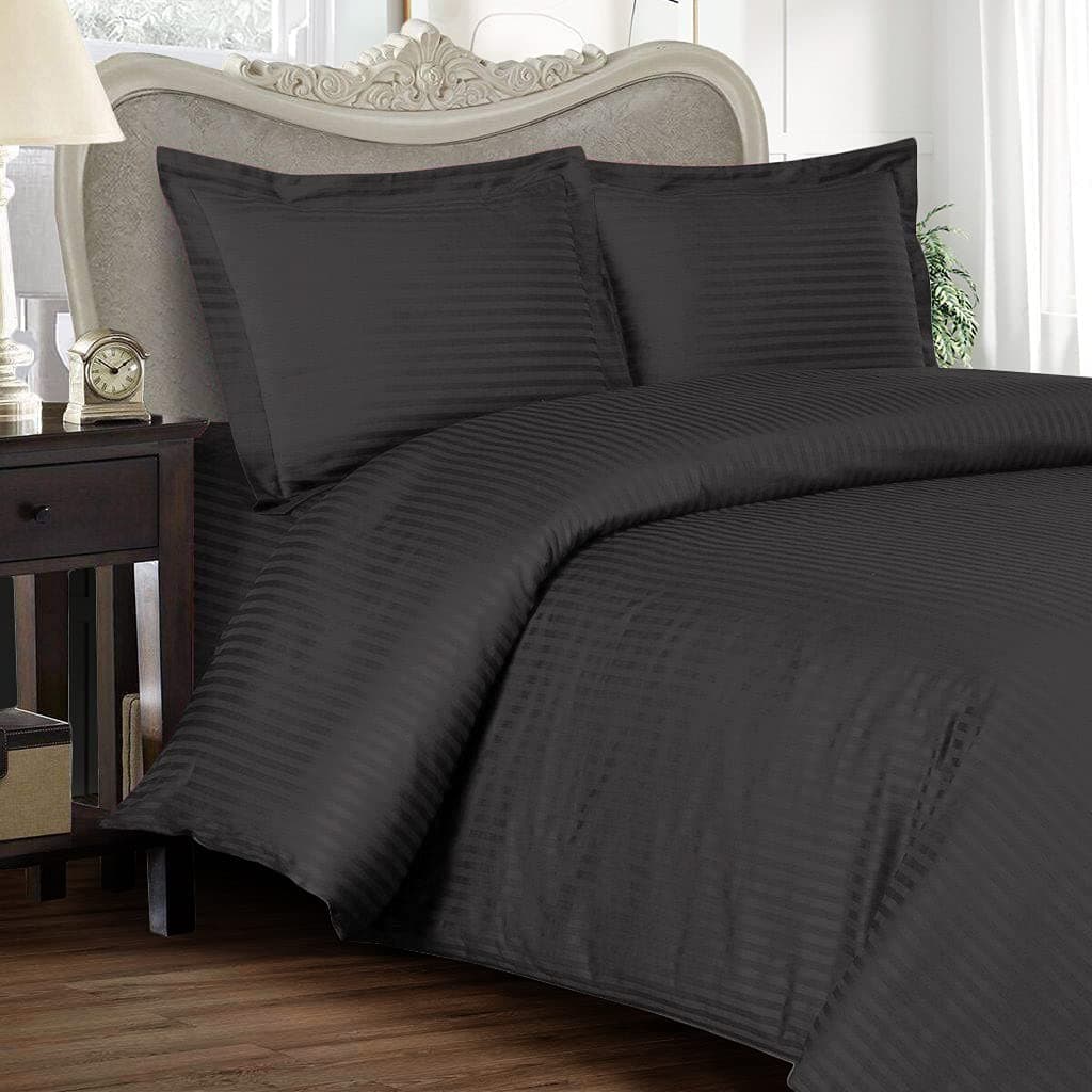 Shri Anand Creations Premium Satin Stripe Plain Solid Duvet Cover/Quilt Cover/Comforter Zipper Cover/Rajai Cover For Home, Hotel And Resorts. (Double, Dark Grey),300 TC