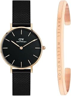 Daniel Wellington Petite Unisex Black Round Dial Analog Watch with Bracelet - DW00500021K