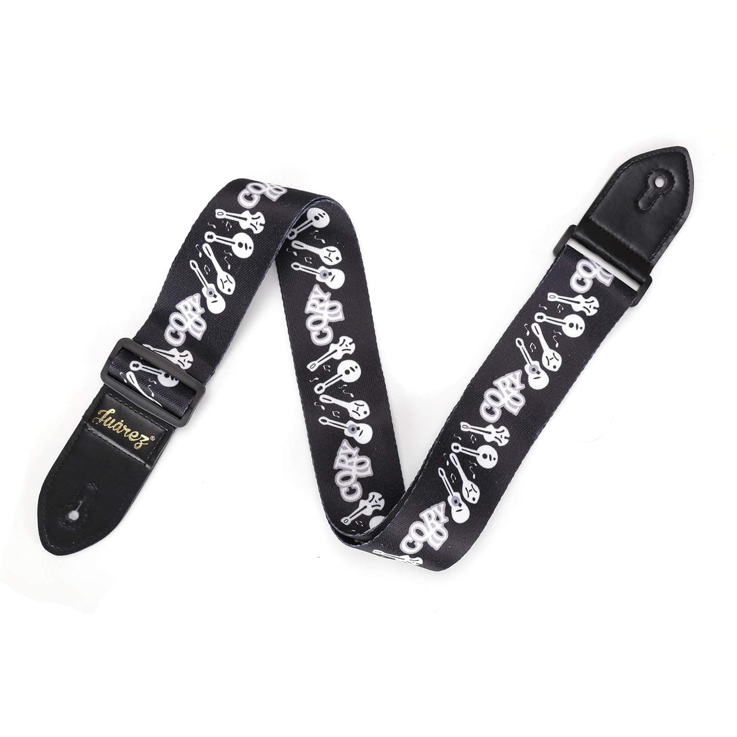 JUAREZ JRGST200BK Adjustable Guitar Strap For Electric/Acoustic Guitar/Bass - Soft Strap with PU Leather Ends Black