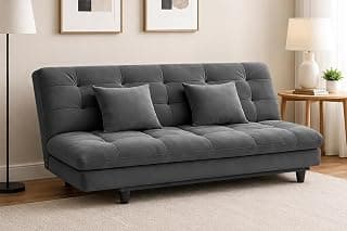 Convertible Three Seater Apsen Sofa Bed with Tufted Sleeper Couch with Adjustable Backrest Living Room Furniture - Grey