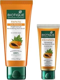 Biotique Bio Papaya Revitalizing Tan-Removal Scrub, 100 G And Biotique Bio Papaya Revitalizing Tan Removal Scrub, 50G