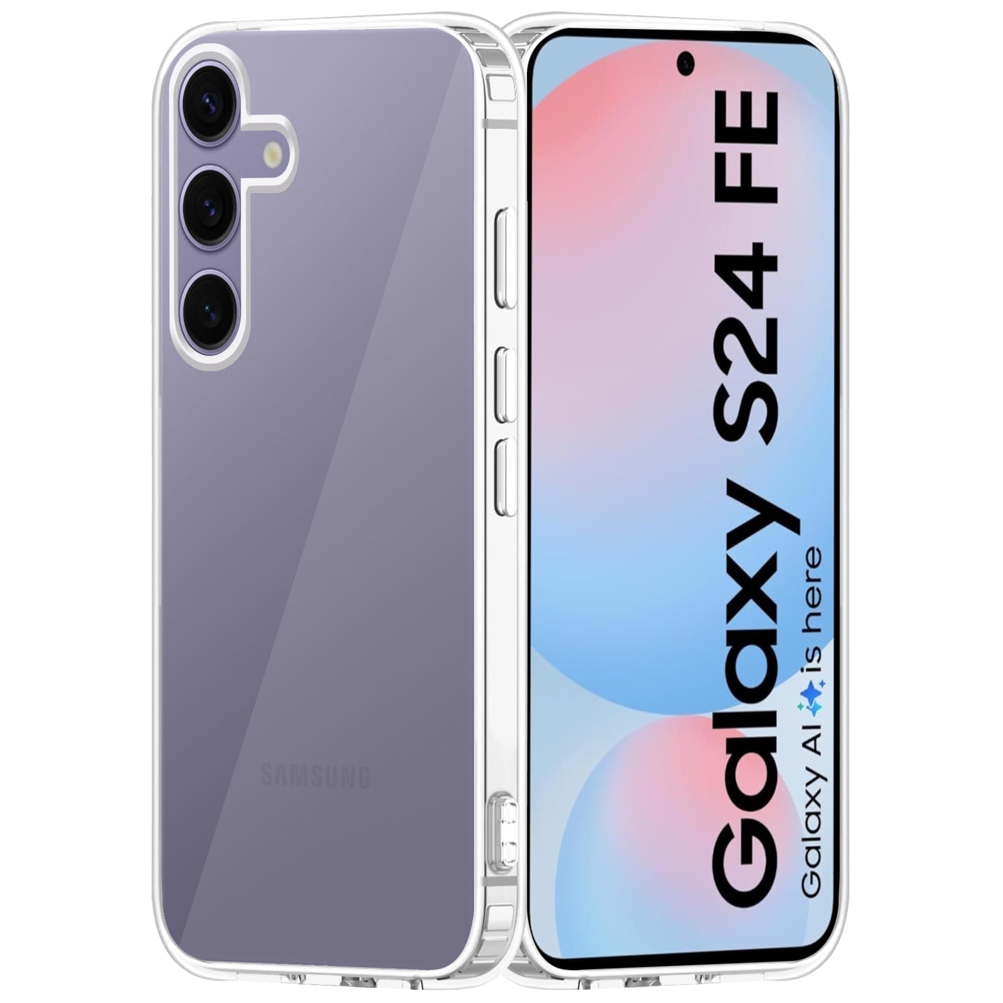 amazon basics Compatible with Samsung Galaxy S24FE 5G Case Cover Transparent Non-Slip Hard PC Shockproof Bumper Protective Back Cover - Clear
