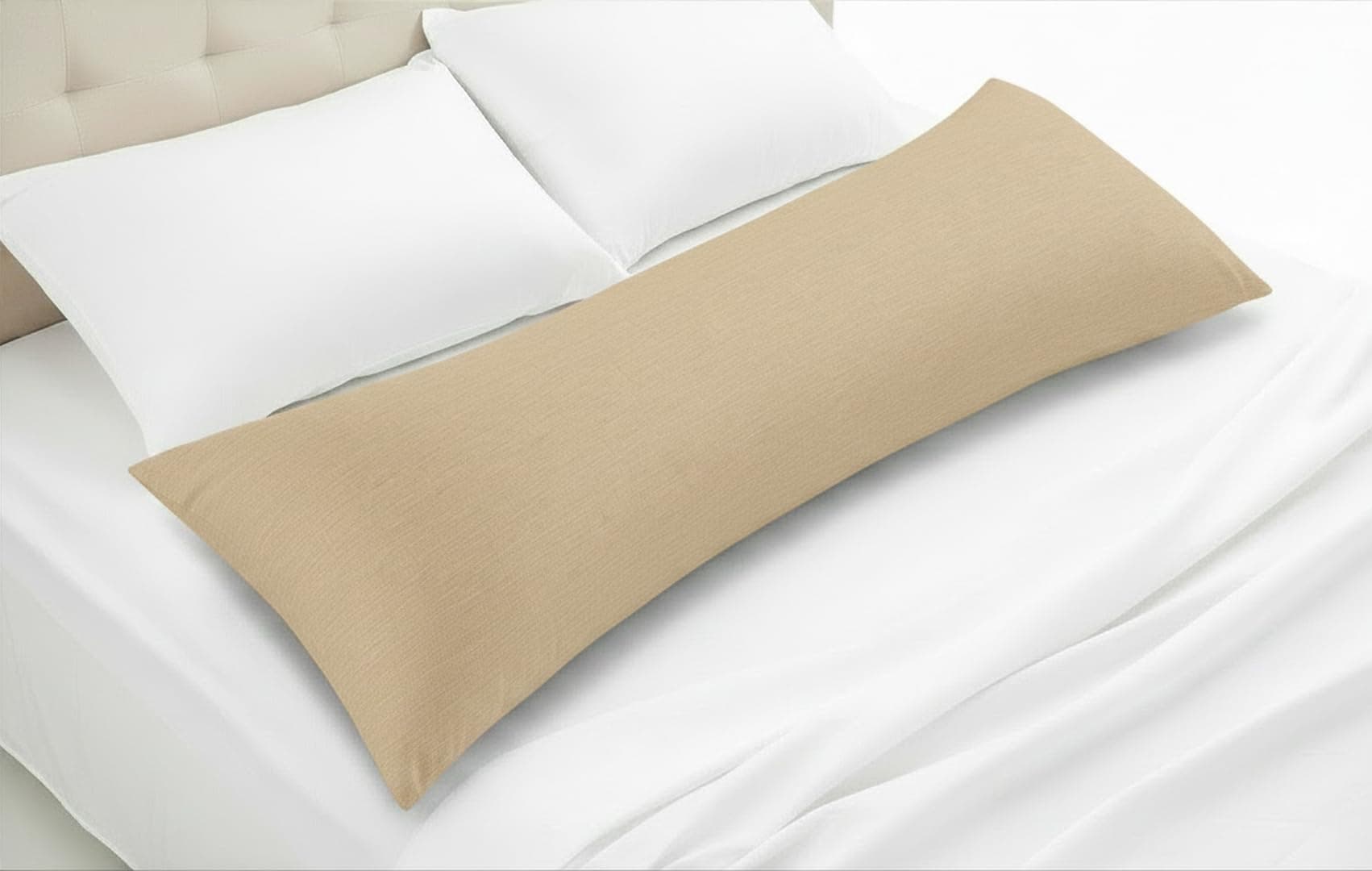 Tishnagi Designer Long Hug Body Pillow with Beige Cover, 18 x 54 Inches | for Side Sleepers, Sleeping, Pregnancy, Maternity Support, Full Body Pregnant Women Cushion, Large Bed Pillow