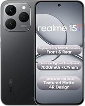realme 15T 5G Smartphone 8+128GB Black | 7000mAh Battery, 60W Fast Charge, 6.67inch Screen, 120Hz Display, Front & Rear Dual 50MP Cameras, Dimensity 6400 Max 5G, IP69