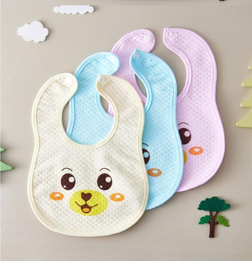 Little Boo baby Waterproof Spill Resistant Feeding Bibs, Baby Apron With Bib, BabyFeeding Bibs For 6 to 12 Months with Multiple Color pack of 3