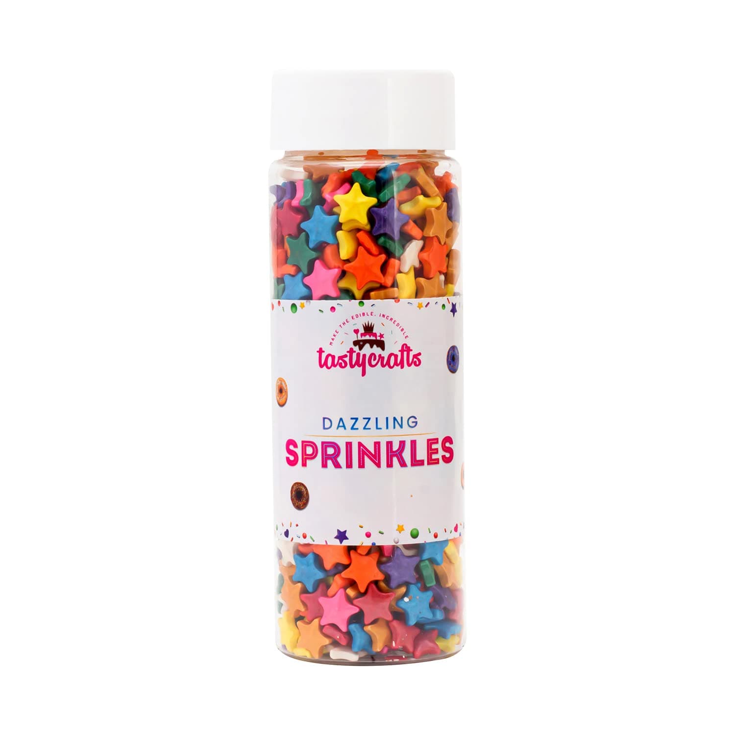 Tastycrafts Edible Star Shaped Sugar Sprinkles for Cake Decoration | Star Candy for Cake Decor | Sprinkles for Cake Decorations & Toppings | for Dessert, Cakes, Cupcakes, Waffles, Cookies - Mix Color