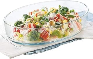 Borosil 700 ml Baking & Serving Oval Shape Dish | Borosilicate Glass Bakeware and Serveware Tray | Microwave, Oven & Dishwasher Safe Bowl | Transparent Container (Transparent)