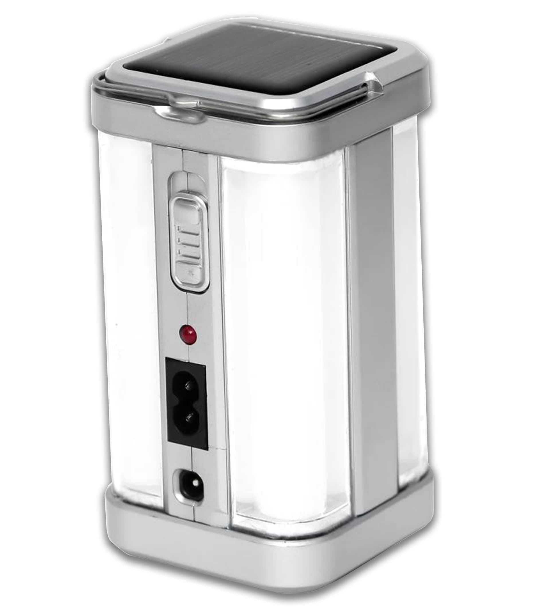 FIRSTLIKE Electric & Solar 4 Tube 360 Degree Extra Bright 6 hrs Lantern Emergency Light (Silver)