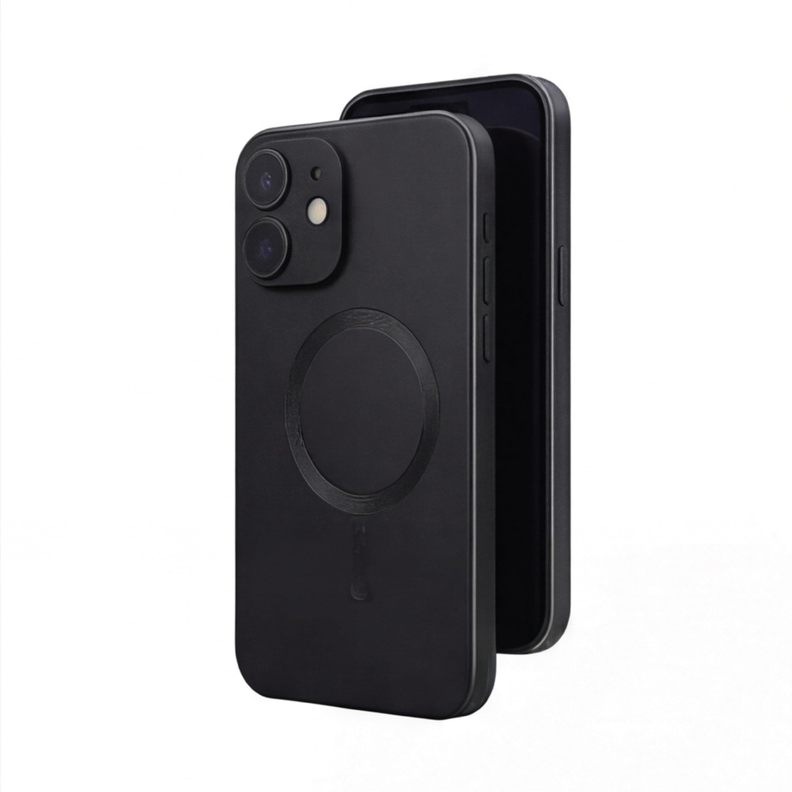 amazon basics Premium Mag-Safe Case for iPhone 12 | Shockproof & Anti-Scratch Cover | Soft Silicone with Wireless Charging | Camera Lens Guard - Black
