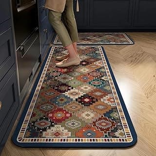 Yagzon Anti Fatigue Kitchen Rug Sets 2 Piece Non Slip Kitchen Mats for Floor Cushioned Kitchen Rugs and Mats Waterproof Comfort Standing Mat Runner for Kitchen