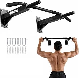 FitBox Sports Wall Mounting Chin Up Bar, Pull Up Bar & Ab Straps Combo, 120 Kg Capacity, 20 Inch
