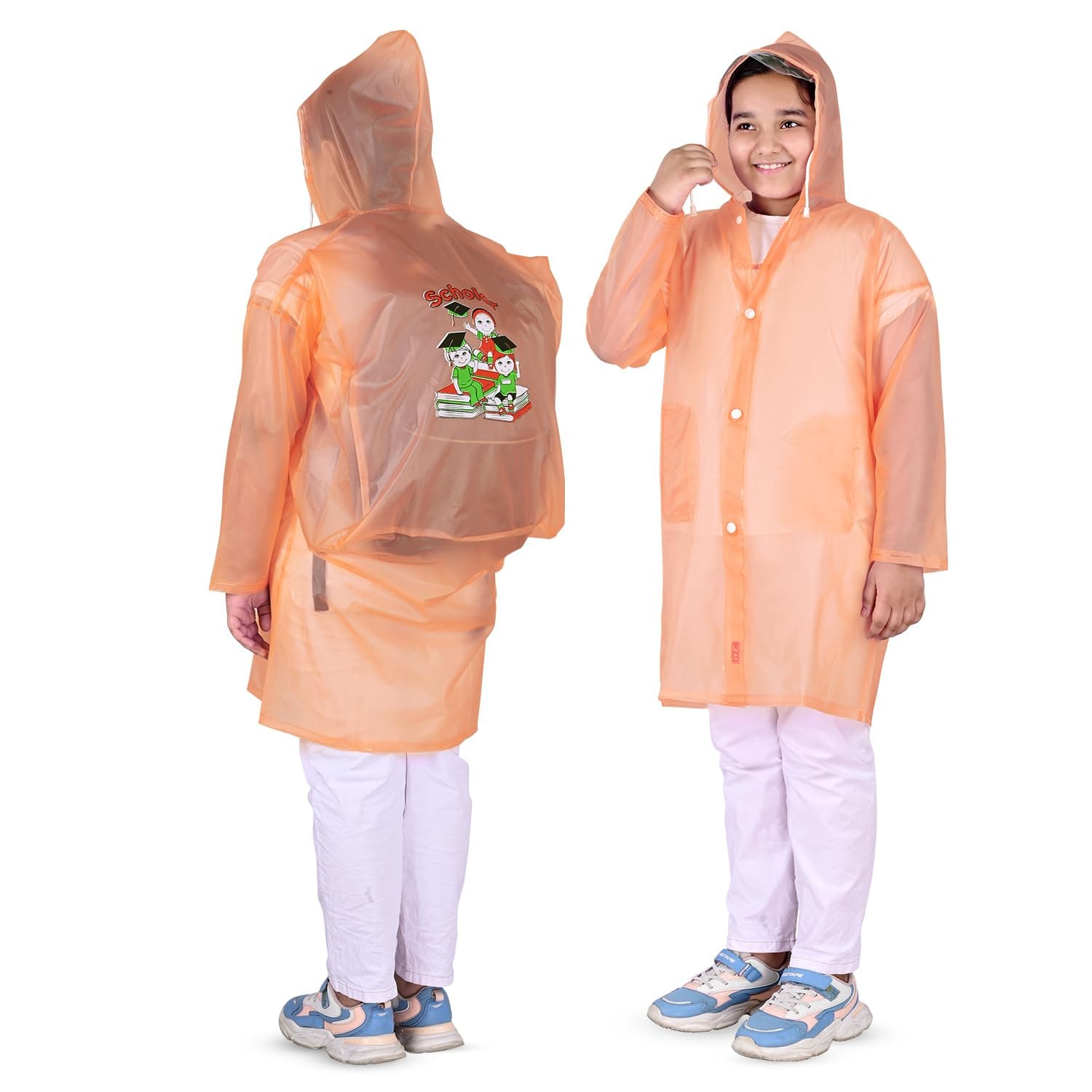HACER Scholar Raincoat for 13 to 14 Years Old Kids Waterproof Full Length Hood & Pockets Boys and Girls Rainwear Carry Bag Included- (Random, Size- 42, Set of 1)