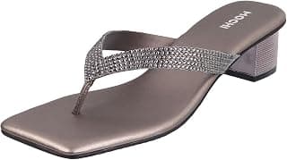Mochi Women's Faux Leather Square Toe Block Heel Thong Fashion Sandals