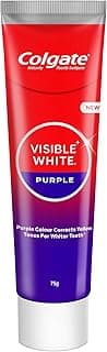 Colgate Visible White Purple Toothpaste for Teeth Whitening, Colgate Toothpaste with Fluoride, Tooth Paste Helps Remove Surface Stains, Whitens Yellow Teeth, Enamel-Safe for Daily Use Paste (75g)
