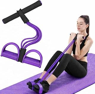 RENRANRING Pull Reducer Yoga Pedal Puller Resistance 4band Tummy Trimmer Training Bands Exercise, Body Building Training Band Men and Women (Purple Yellow Pink)