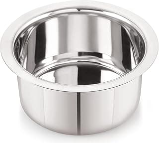 Neelam Stainless Steel 10 22G Flat Bottom Tope, 1100 ml, Silver, Durable Quality Cookware Ideal for Boiling, Steaming, and Cooking, with Excellent Heat Retention and Effective Performance.