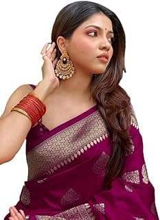 C J Enterprise Women's Pure Kanjivaram Silk Saree Soft Design With Blouse Piece For Wedding (Pari122-51)