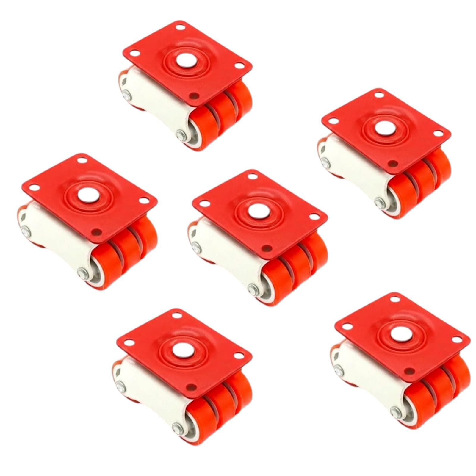 C.S. ENTERPRISES 360 Degree Rotating Moving Wheels | Smooth Glide Multi-Directional Castor Wheels | Suitable for Furniture Trolleys, Carts and Storage Units (Orange, Pack of 6)