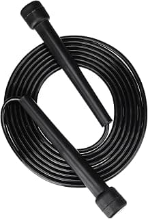 amazon basics PVC Skipping Rope | Ergonomic Handles | Lightweight | Smooth Rotation | Cardio & Fitness Training | Men & Women | Black