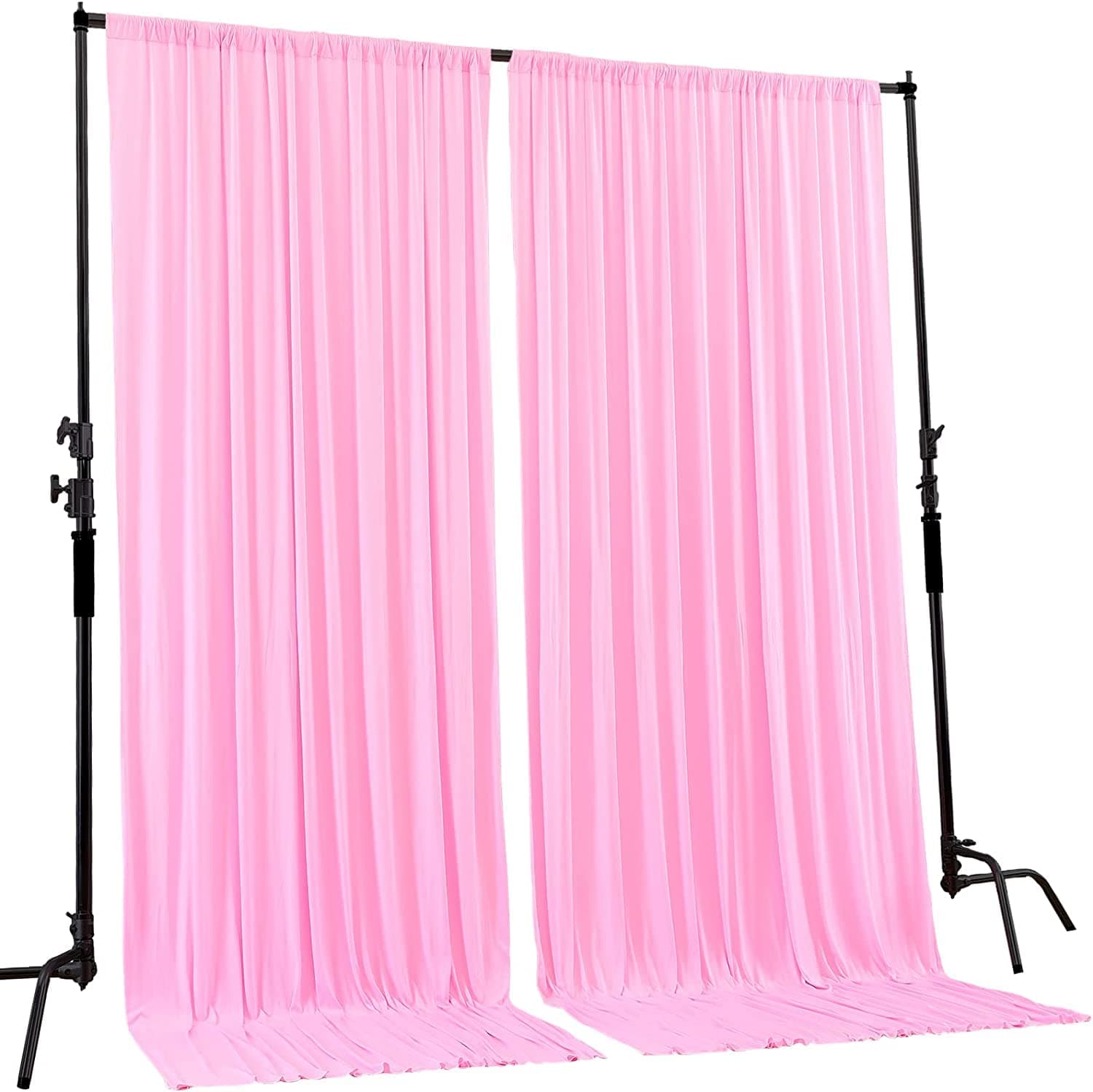 Boltove® Pink Wrinkle Free Decoration Backdrop Curtain Drapes Pink Backdrop Panels Background for Photography Wedding Parties Birthday Anniversary Function | Set of 2 |