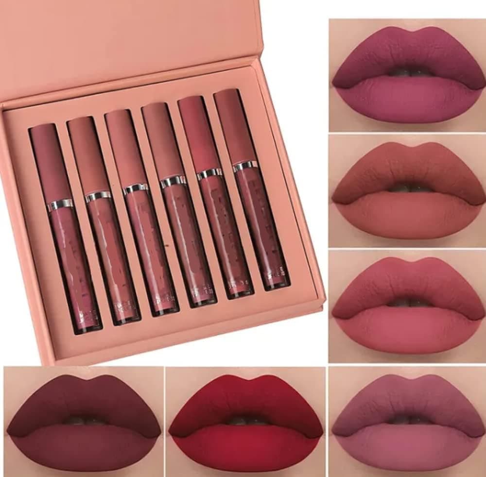 TopFinder® Compact Size Lipstick Set | 6 Nude Matte Shades | Waterproof, Long Lasting, Non-Transfer, Creamy Liquid Lipsticks | Travel-Friendly Mini Pack (Packaging May Vary)