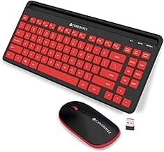 Zebronics-Companion 114 Wireless Keyboard and Mouse Combo Compact 2.4GHz Featuring Integrated Multimedia Keys, Smartphone/Tablet Holder, UV Printed Keycaps, and On/Off Switch (Red +Black)