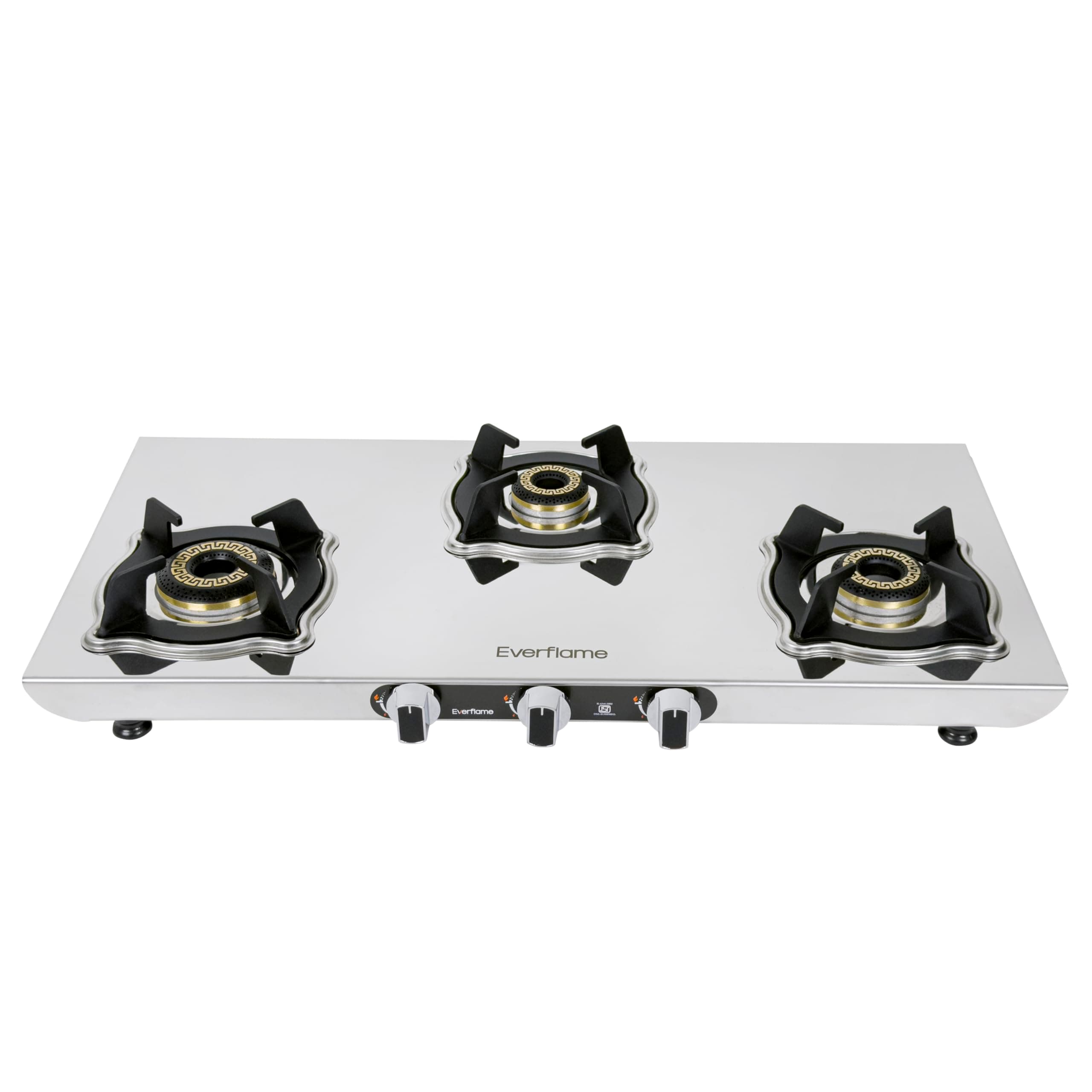 Everflame Marvel 3 Burner Gas Stove | Manual Ignition | 6G Series Brass Burner | ISI Certified SS Cooktop | 5 Years Warranty on (Body & Burners) + 2 Year Comprehensive Warranty + Doorstep Service