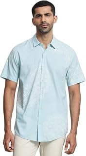 MUFTI Light Blue Paisley Slim Fit Shirt