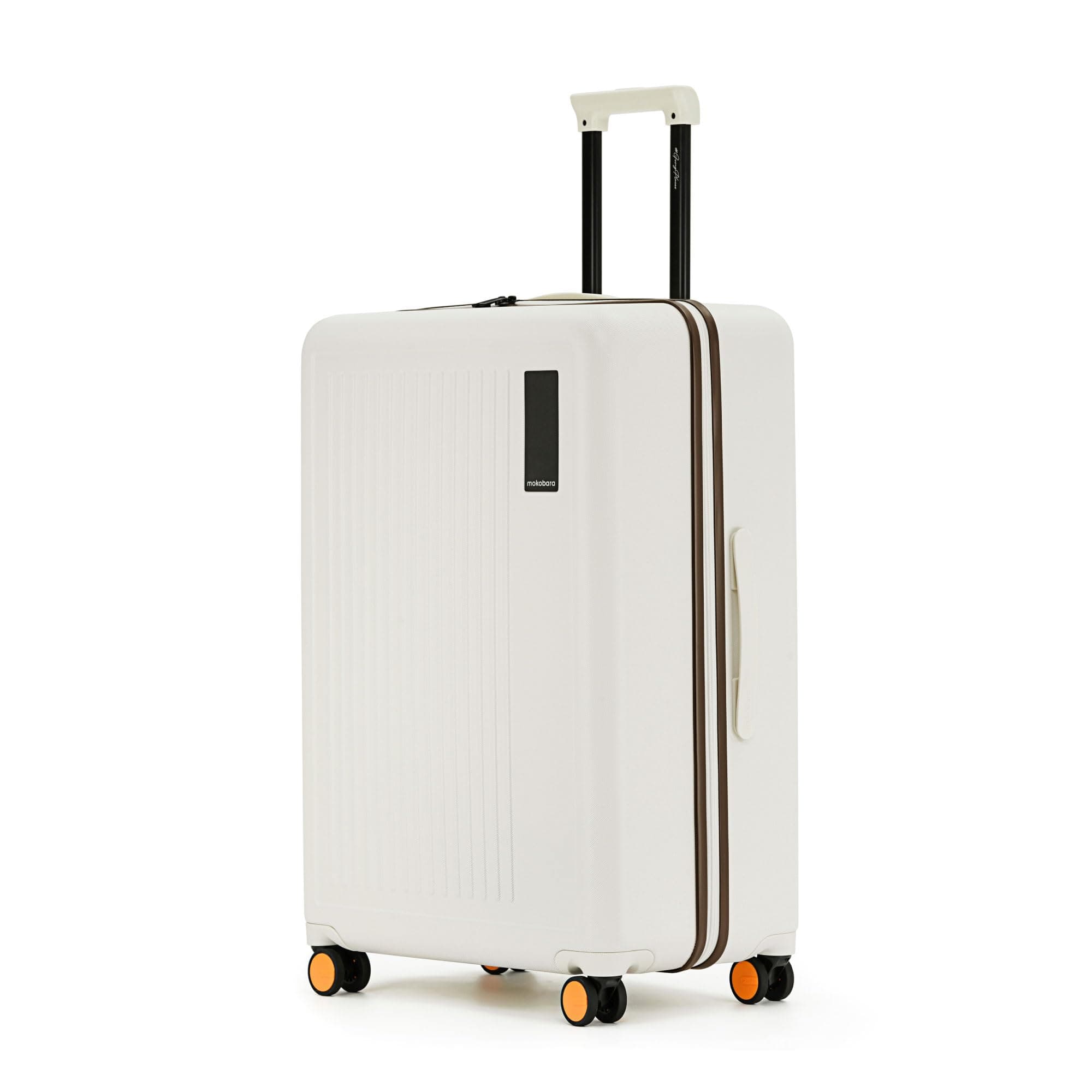 MOKOBARA Transit Check-in Large Luggage Trolley Bag-74cm(100L),Polycarbonate Hardshell,360° 8 Silent Wheels,One Push TSA Lock,Premium Zipper,Suitcase for 15+ Day Travel,White(Still Loading Brownray)
