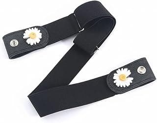 SYGA Women’s Elastic Stretchable Belt with Daisy Flower Design, Adjustable Snap Closure Waist Belt for Jeans, Dresses & Casual Outfits – Free Size